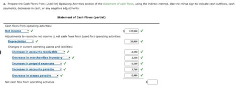 Solved A Prepare The Cash Flows From Used For Operating Chegg Com