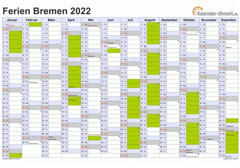 Wenn sie ihren nächsten urlaub planen finden sie hier immer den aktuellen ferienkalender. Ferien Bremen 2022 - Ferienkalender zum Ausdrucken
