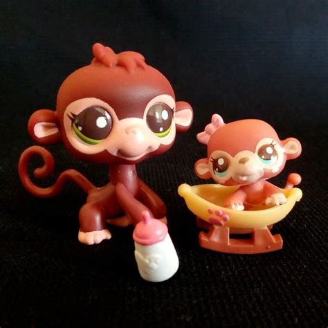Littlest Pet Shop 2670 Monkey 2671 Baby And Mommy Set Lps Toy Hasbro