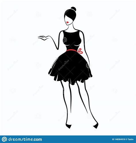 Young Woman In A Little Black Dress Stock Vector Illustration Of