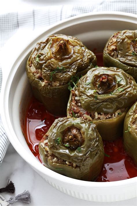 Poivrons verts farcis au four viande riz tomate