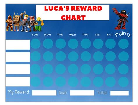 Roblox Editable Reward Chart Gamer Reward Chart Printable Reward