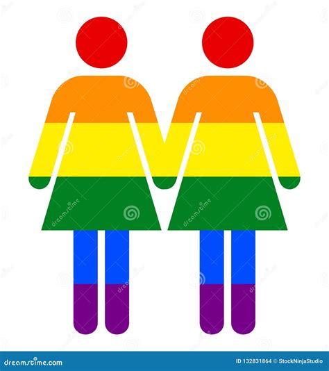 Rainbow Woman Sign LGBT Lesbian Rainbow Pride Symbol Concept Of Same Sex Homosexual