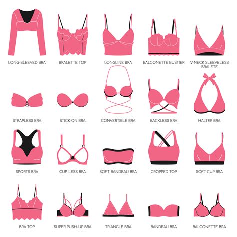 Types Of Bras Big Vector Collection Of Lingerie Set Of Underwear Balconette Strapless