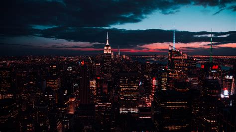 Download Wallpaper 1366x768 New York Buildings Night Cityscape
