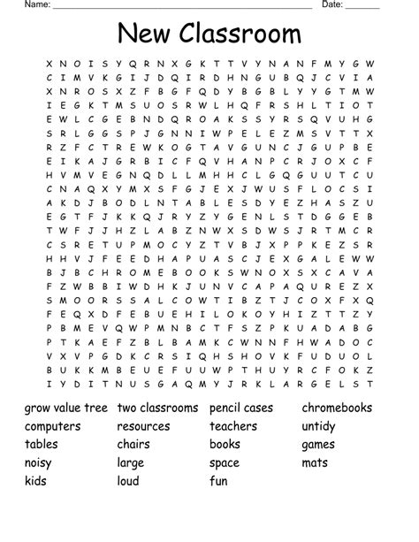 New Classroom Word Search Wordmint