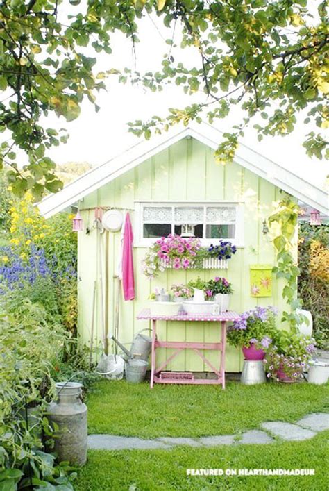 Keep the style going in your garden or porch by embracing the same design principles beloved in the cottage. Who Else Wants A Pretty Pastel Shed?! | Shabby chic garden ...