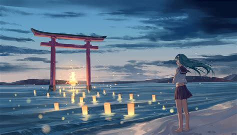 Download Anime Beach Wallpaper Top Background By Cherylp47 Anime