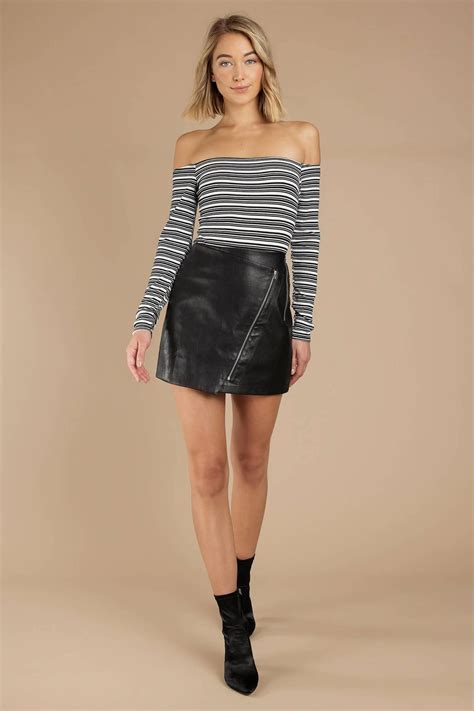 Tobi Mini Skirts Womens Set It Off Black Faux Leather Skirt Black ⋆