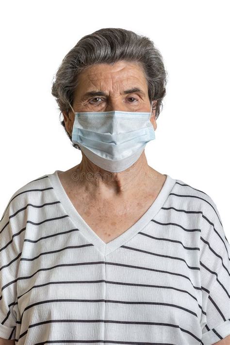 Elderly Female In Protective Mask During Pandemic Stock Image Image