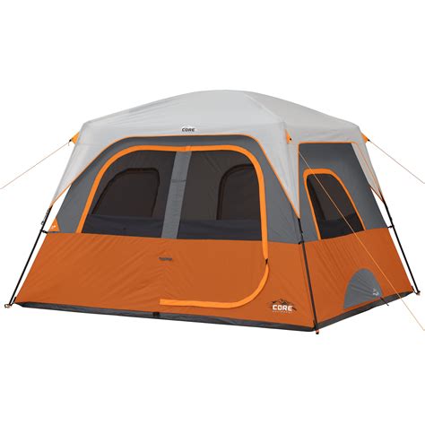 Core Equipment 6 Person 1 Room Straight Wall Cabin Camping Tent Orange