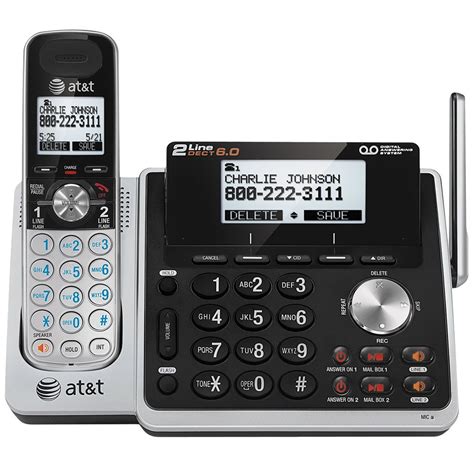 Atandt Tl88102 Black Silver 2 Line Cordless Phone With Digital