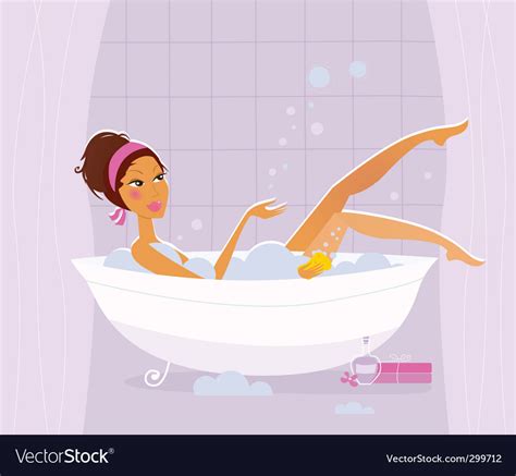 Woman Taking Bubble Bath Royalty Free Vector Image