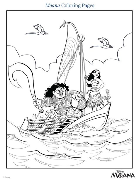 Moana Boat Coloring Page Coloring Pages