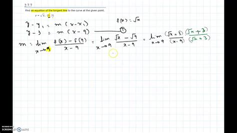 Practice Exam Calc Finding The Equation Of A Tangent Line
