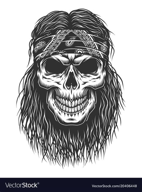 Skull With Hair Royalty Free Vector Image Vectorstock