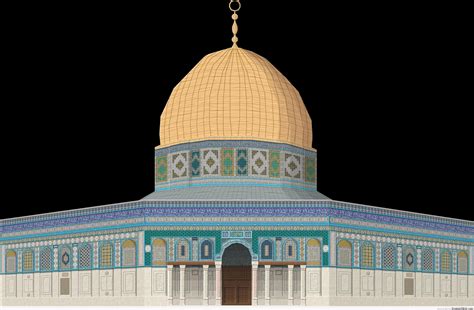 Dome Of The Rock Mosque Drawing Al Quds Jerusalem Palestine