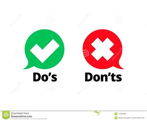 Do And Dont Check Tick Mark And Red Cross Icons Isolated On Transparent