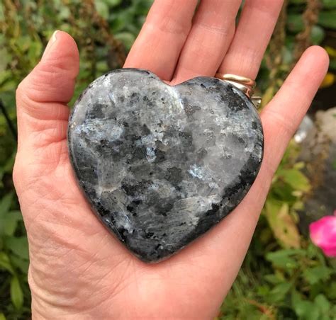 Larvikite Black Labradorite Black Moonstone Feldspar Polished Heart