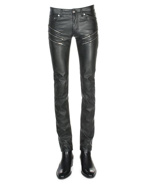 Saint Laurent Faux Leather Skinny Jeans In Black For Men Lyst