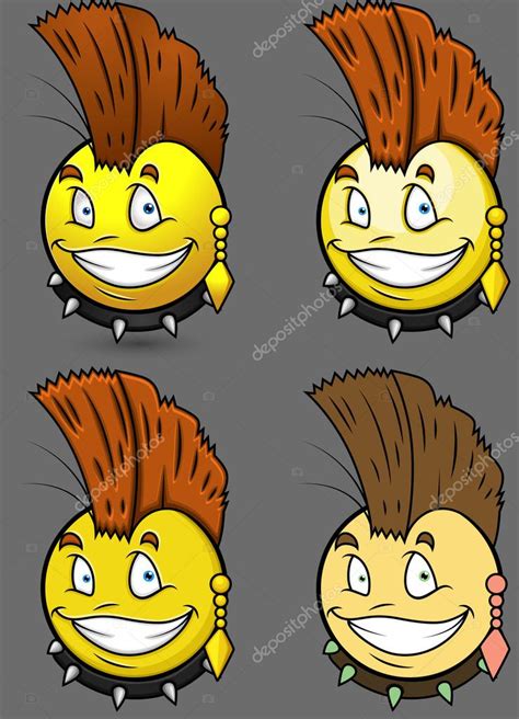 Estilo Punk Emoji Smiley Emoticon — Vetor De Stock © Baavli 98049688