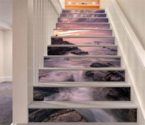 3d Sea Coast Sunset 27 Stair Risers Aj Wallpaper