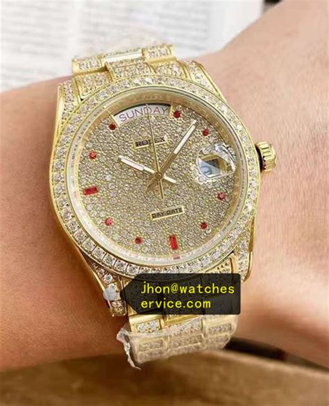 Ar 36mm Full Diamonds 18k Gold Rolex Day Date M118348 Replica Watch