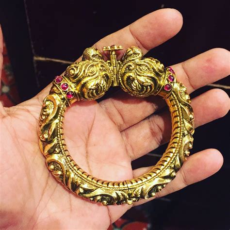 Kada Antique Gold Jewelry Indian Bangle Designs Gold Jewelry