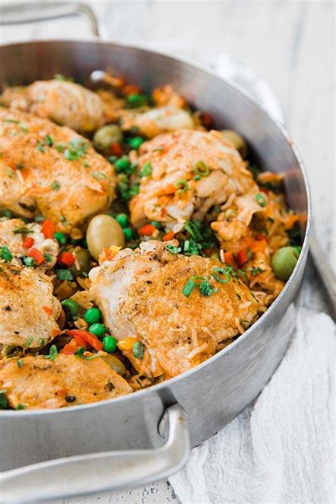 I used annatto seeds for the orange color. Arroz Con Pollo Recipe