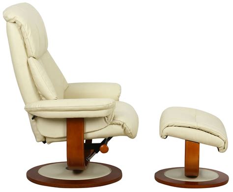 A work of contemporary artform, the halstein nordic has a 360 degree swivel base, 155 degree repose, and adjustable chair. Hereford Genuine Leather Cream Swivel Recliner Chair With ...
