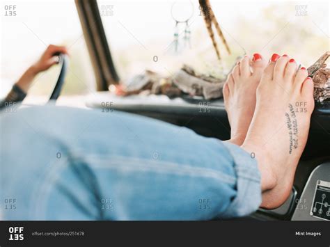 Female Barefoot Driving