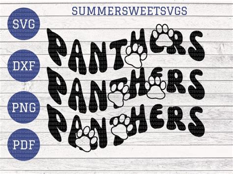 Panthers Svg Wavy Words Svg Retro Shirt Design Team Pride Etsy