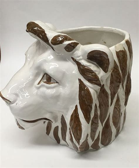 Vintage Ceramic Lion Head Planter From Bonwitt Teller