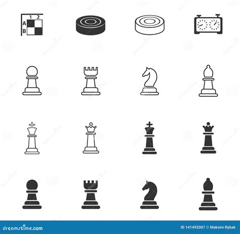 Chess Icon Set Stock Vector Illustration Of Game Icon 141492007