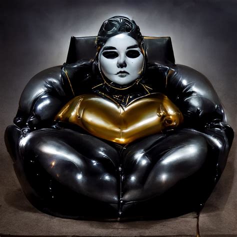 prompthunt a beautiful chubby woman dressed in shiny dark latex with a shiny black rubber mask