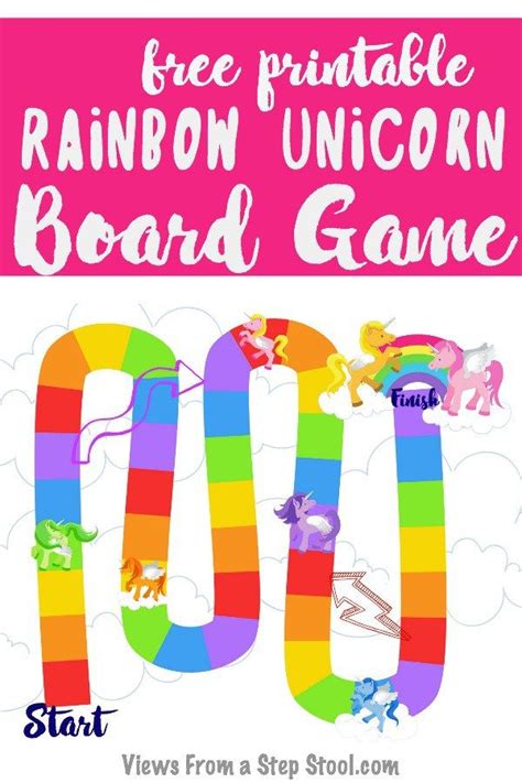 This Unicorn Printable Board Game Has Rainbows And Unicorns Making It