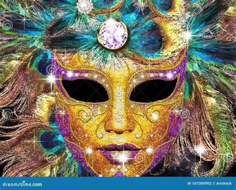 Golden Carnival Mask Stock Illustration Illustration Of Masquerade