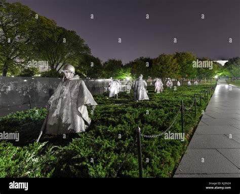Korean War Veterans Memorial At Night Located In National Mall In Washington DC The Memorial