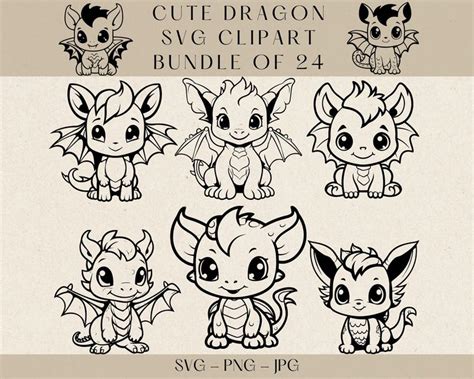 Cute Dragon Svg Clipart Bundle Of 4
