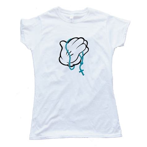 Womens Praying Hands Mickey Mouse Style Tee Shirt