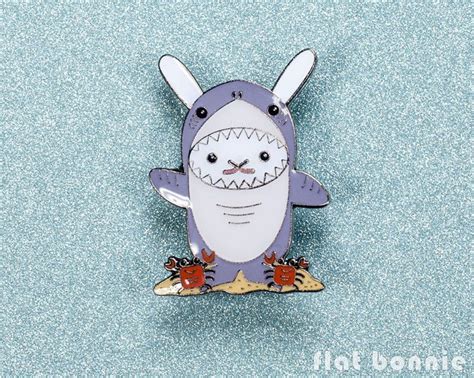 kawaii bunny x shark enamel pin flat bonnie in her shark costume shark costumes kawaii