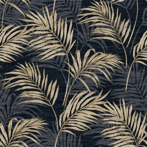 Lounge Palm Wallpaper Black And Gold Fab Home Interiors