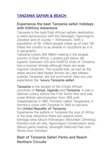 Calaméo Tanzania Safari 1