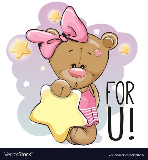Cute Cartoon Teddy Bear Girl Royalty Free Vector Image