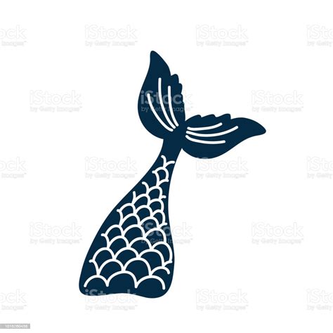 Hand Drawn Silhouette Of Mermaids Tail Stock Illustration Download