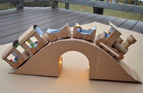 Cardboard Train On Cardboard Bridge Genius Cardboard Train Light