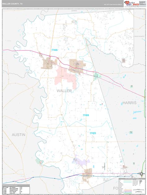 Waller County Tx Wall Map Premium Style By Marketmaps