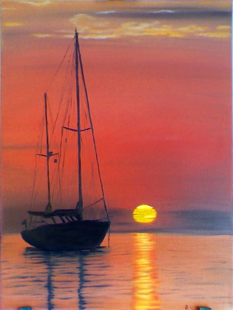 10th Painting Sailboat Sunset 18x24 Second Painting Done Flickr