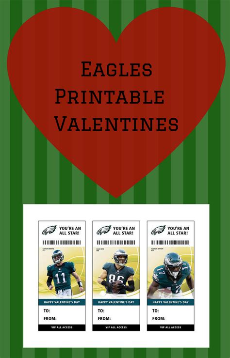 Philadelphia Eagles Football Valentines Day Card Ticket Printable