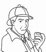 Sherlock Fumando Cachimbo Netart Detektiv Tudodesenhos Saci sketch template